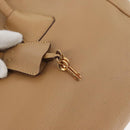 PRADA Hand Bag Leather Beige Gold Auth 172291-11