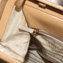 PRADA Hand Bag Leather Beige Gold Auth 172291-23