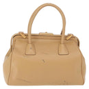PRADA Hand Bag Leather Beige Gold Auth 172291-2