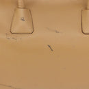 PRADA Hand Bag Leather Beige Gold Auth 172291-3