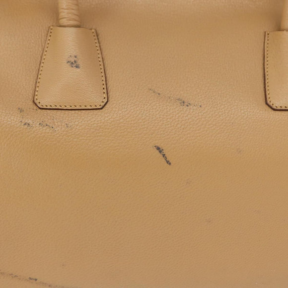 PRADA Hand Bag Leather Beige Gold Auth 172291