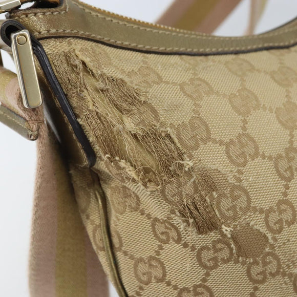 GUCCI Sherry Line GG Canvas Shoulder Bag Beige Gold pink 181092 Auth 172293