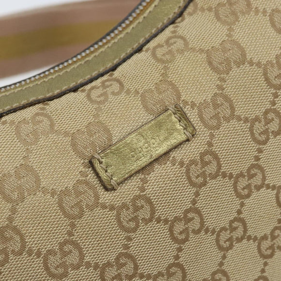 GUCCI Sherry Line GG Canvas Shoulder Bag Beige Gold pink 181092 Auth 172293