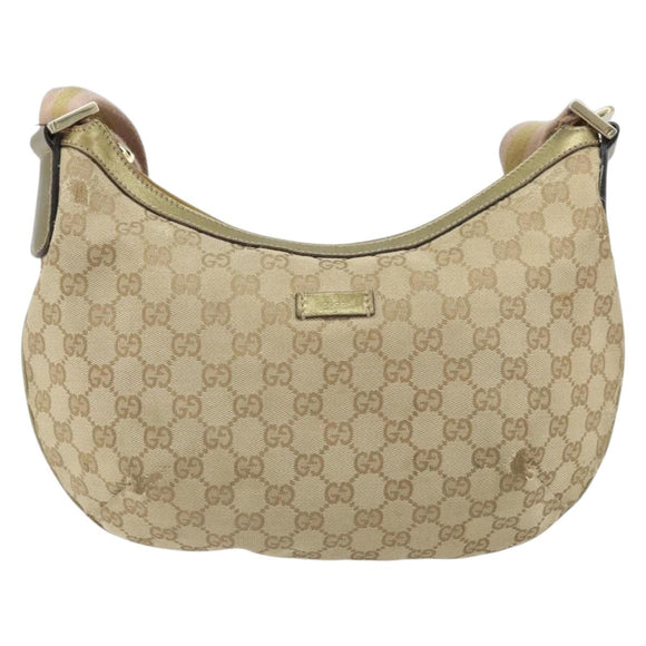 GUCCI Sherry Line GG Canvas Shoulder Bag Beige Gold pink 181092 Auth 172293