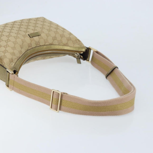 GUCCI Sherry Line GG Canvas Shoulder Bag Beige Gold pink 181092 Auth 172293