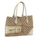 GUCCI GG Canvas Hand Bag Beige Gold 07198 Auth 172295-1