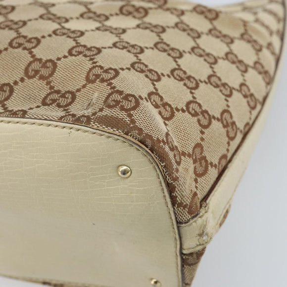 GUCCI GG Canvas Hand Bag Beige Gold 07198 Auth 172295