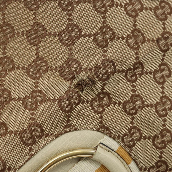 GUCCI GG Canvas Hand Bag Beige Gold 07198 Auth 172295
