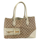 GUCCI GG Canvas Hand Bag Beige Gold 07198 Auth 172295-2