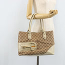 GUCCI GG Canvas Hand Bag Beige Gold 07198 Auth 172295-24