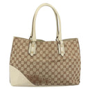 GUCCI GG Canvas Hand Bag Beige Gold 07198 Auth 172295-3
