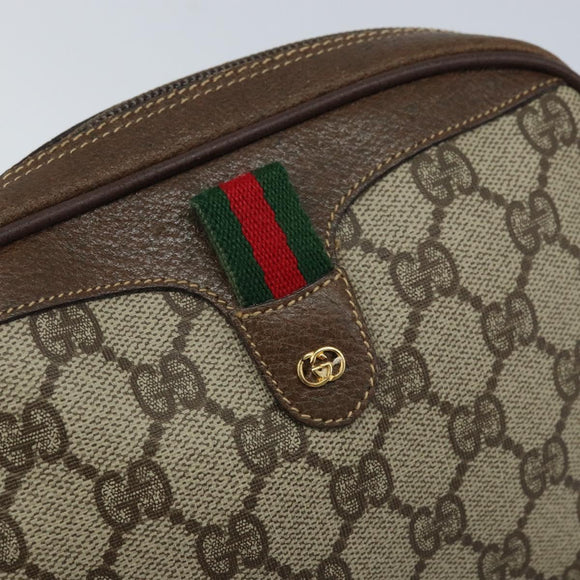 GUCCI GG Supreme Web Sherry Line Bag PVC Beige 007 58 6112 4023 Auth 172298