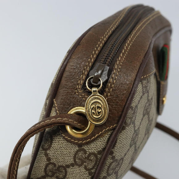 GUCCI GG Supreme Web Sherry Line Bag PVC Beige 007 58 6112 4023 Auth 172298