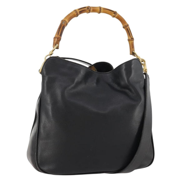 GUCCI Bambus Handtasche Leder 2-Wege Schwarz Gold Original 172300