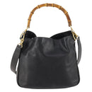 GUCCI Bambus Handtasche Leder 2-Wege Schwarz Gold Original 172300-2