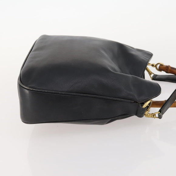 GUCCI Bambus Handtasche Leder 2-Wege Schwarz Gold Original 172300