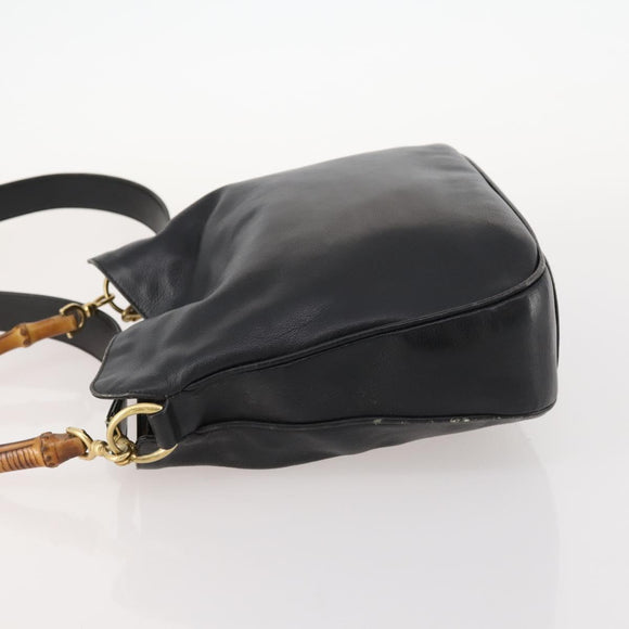 GUCCI Bambus Handtasche Leder 2-Wege Schwarz Gold Original 172300
