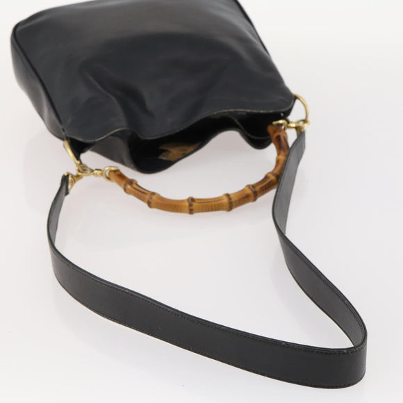 GUCCI Bambus Handtasche Leder 2-Wege Schwarz Gold Original 172300
