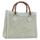 GUCCI Bamboo Tote Bag Suede Light Blue Gold 002 1186 0260 Auth 172301-1