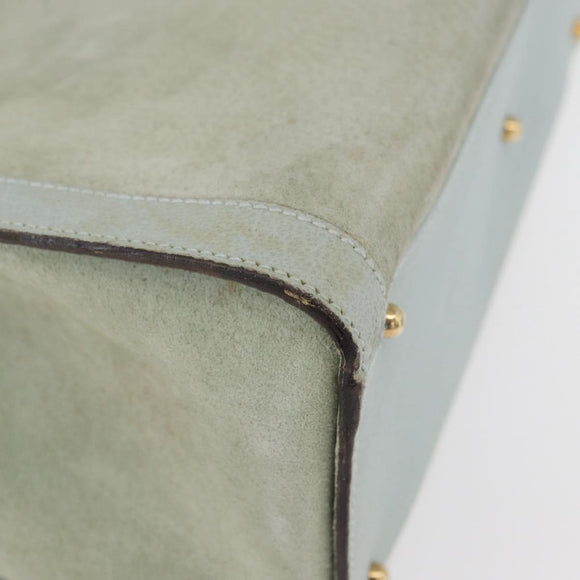 GUCCI Bamboo Tote Bag Suede Light Blue Gold 002 1186 0260 Auth 172301