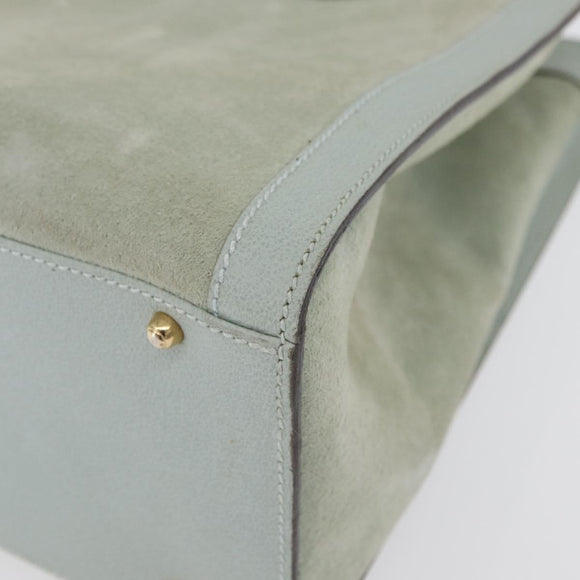 GUCCI Bamboo Tote Bag Suede Light Blue Gold 002 1186 0260 Auth 172301