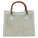 GUCCI Bamboo Tote Bag Suede Light Blue Gold 002 1186 0260 Auth 172301-13