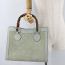 GUCCI Bamboo Tote Bag Suede Light Blue Gold 002 1186 0260 Auth 172301-24