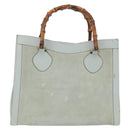 GUCCI Bamboo Tote Bag Suede Light Blue Gold 002 1186 0260 Auth 172301-2