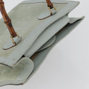 GUCCI Bamboo Tote Bag Suede Light Blue Gold 002 1186 0260 Auth 172301-6