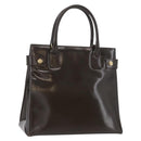 GUCCI Hand Bag Patent leather Brown Gold Auth 172303-1