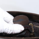 GUCCI Hand Bag Patent leather Brown Gold Auth 172303-12