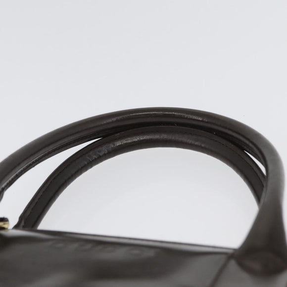GUCCI Hand Bag Patent leather Brown Gold Auth 172303