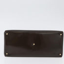 GUCCI Hand Bag Patent leather Brown Gold Auth 172303-5