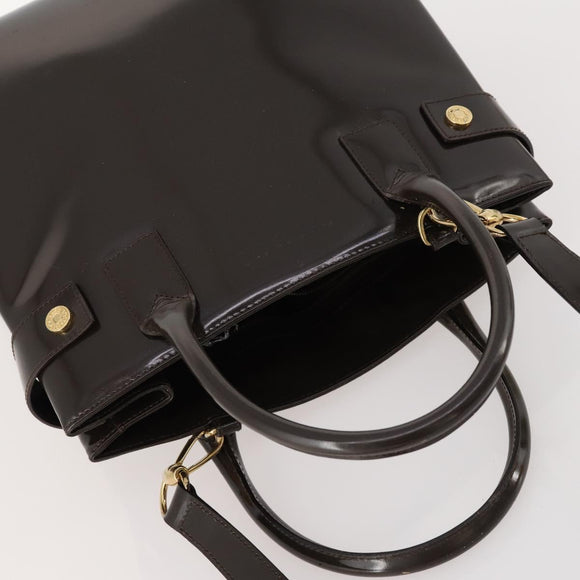 GUCCI Hand Bag Patent leather 2way Brown Gold 000 2404 0503 Auth 172304