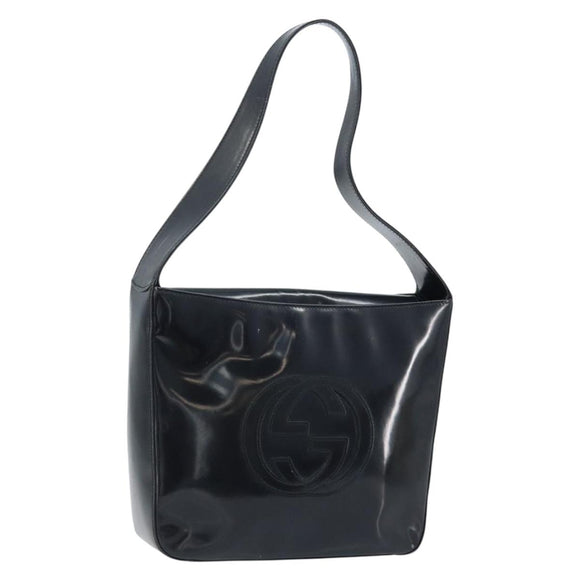 GUCCI Shoulder Bag Patent leather Black Silver 000 1013 0506 Auth 172305