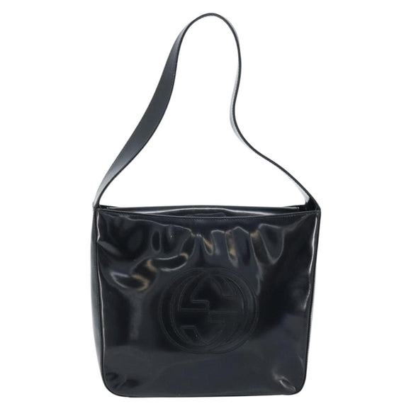 GUCCI Shoulder Bag Patent leather Black Silver 000 1013 0506 Auth 172305