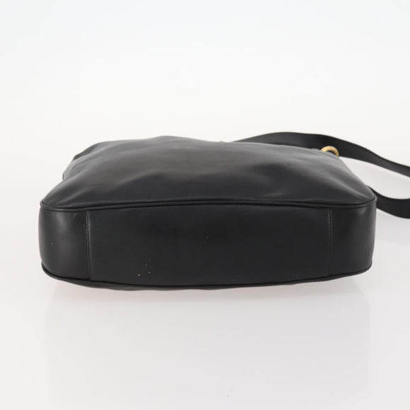 GUCCI Bamboo Shoulder Bag Leather 2way Black Gold 001 1014 1577 Auth 172306