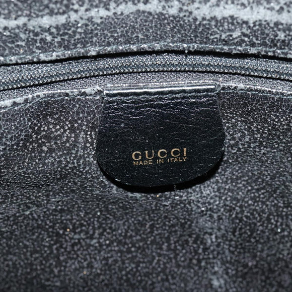 GUCCI Bamboo Shoulder Bag Leather 2way Black Gold 001 1014 1577 Auth 172306