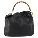 GUCCI Bamboo Shoulder Bag Leather 2way Black Gold 001 1014 1577 Auth 172306-13