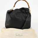 GUCCI Bamboo Shoulder Bag Leather 2way Black Gold 001 1014 1577 Auth 172306-12