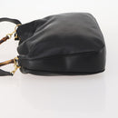 GUCCI Bamboo Shoulder Bag Leather 2way Black Gold 001 1014 1577 Auth 172306-4