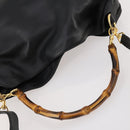 GUCCI Bamboo Shoulder Bag Leather 2way Black Gold 001 1014 1577 Auth 172306-6