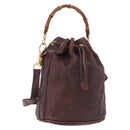 GUCCI Bamboo Shoulder Bag Leather 2way Bordeaux Gold 001 2865 1657 Auth 172307-1
