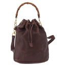 GUCCI Bamboo Shoulder Bag Leather 2way Bordeaux Gold 001 2865 1657 Auth 172307-13