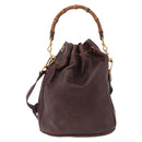 GUCCI Bamboo Shoulder Bag Leather 2way Bordeaux Gold 001 2865 1657 Auth 172307-2