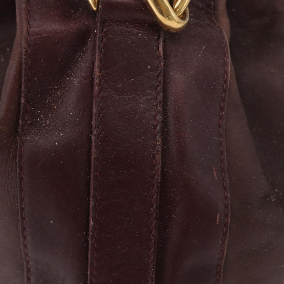 GUCCI Bamboo Shoulder Bag Leather 2way Bordeaux Gold 001 2865 1657 Auth 172307
