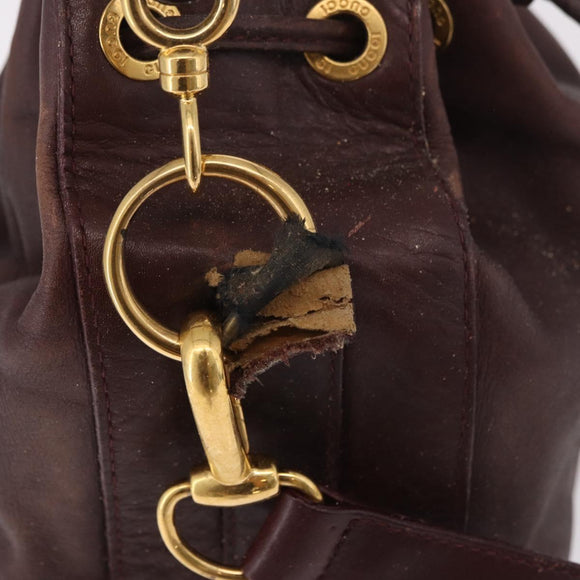 GUCCI Bamboo Shoulder Bag Leather 2way Bordeaux Gold 001 2865 1657 Auth 172307