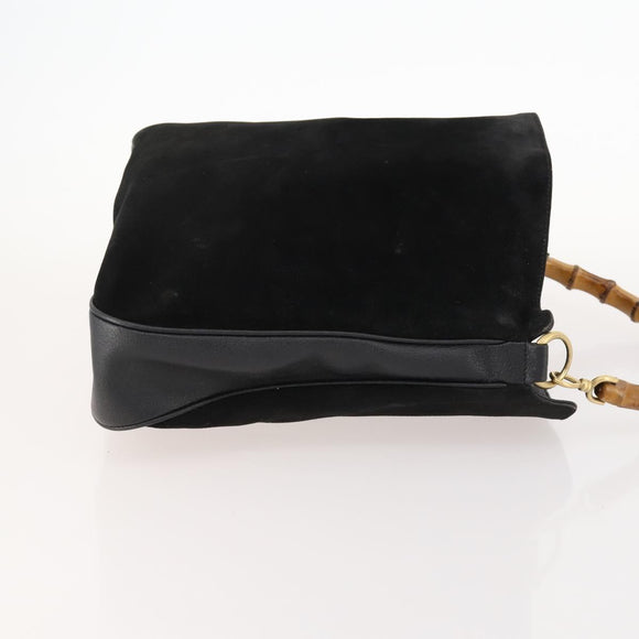 GUCCI Bamboo Schultertasche Leder Schwarz Gold 001 1998 1577 Auth 172308