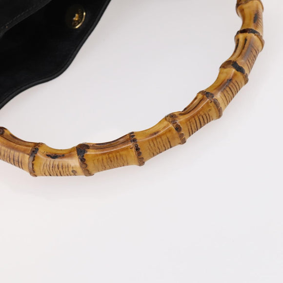 GUCCI Bamboo Schultertasche Leder Schwarz Gold 001 1998 1577 Auth 172308