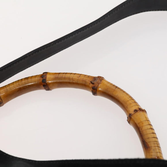 GUCCI Bamboetas Schouder Suède 2-weg Zwart Goud Authenticatie 172309